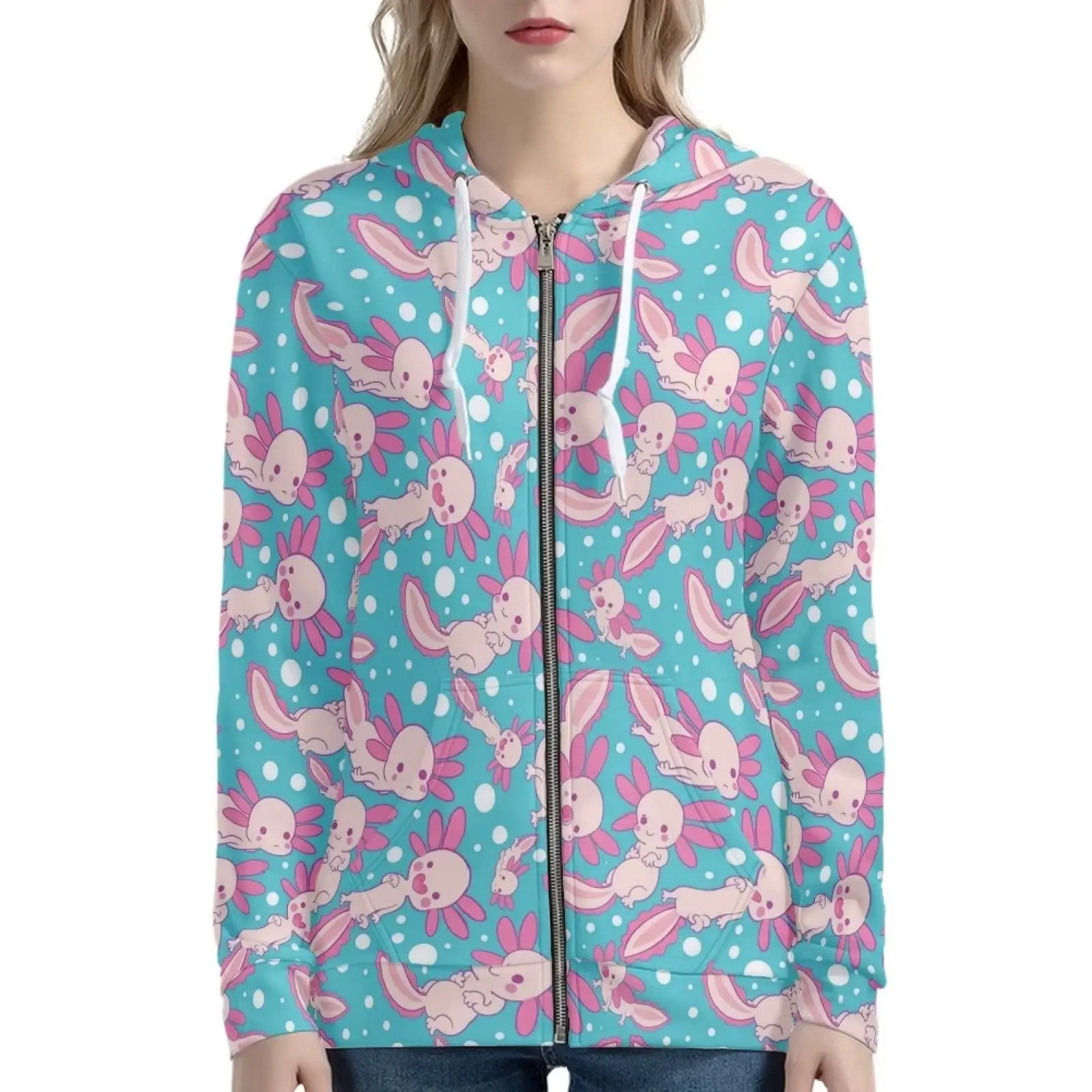 Толстовка Axolotel с капюшоном Забавные милые толстовки на молнии изображением