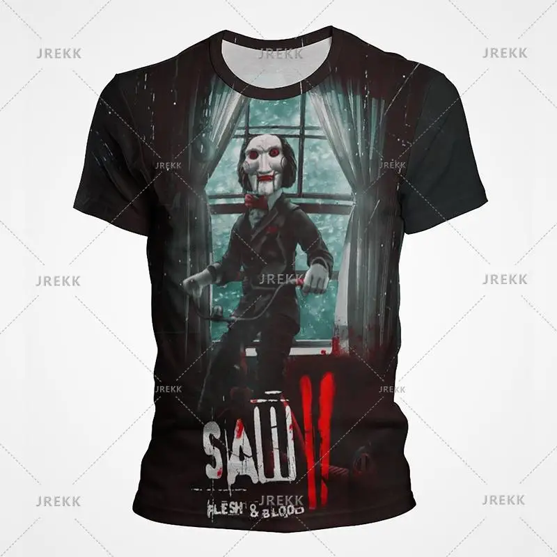

2023 New Fashion Horror Movie Saw Summer 3D Print T Shirts Men O Neck Short Sleeve Graphics T-shirt Casual Cool Children Tees