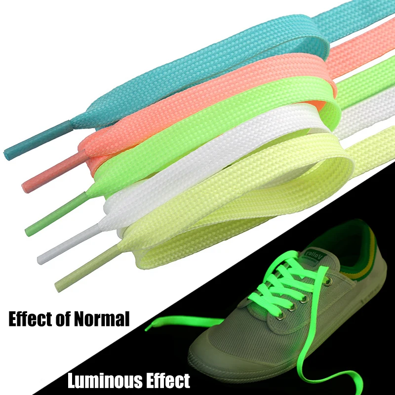 2pcs Luminous Shoelaces for Kid Sneakers Men Women Flat Canvas Sports Shoes Laces Glowing In The Dark Night Reflective Shoelace
