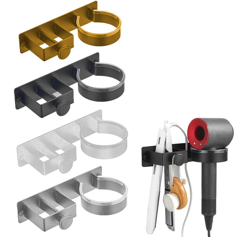 Настенный кронштейн для фена без отверстий стеллаж хранения в ванной