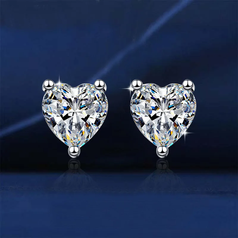 Модные серьги-гвоздики с цирконием в форме сердца для женщин и девочек свадебные