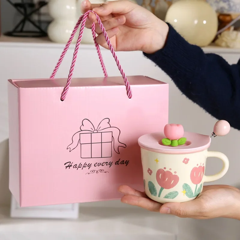 

Керамическая Кофейная Чашка С Цветочным Тюльпаном, Подарочный Набор