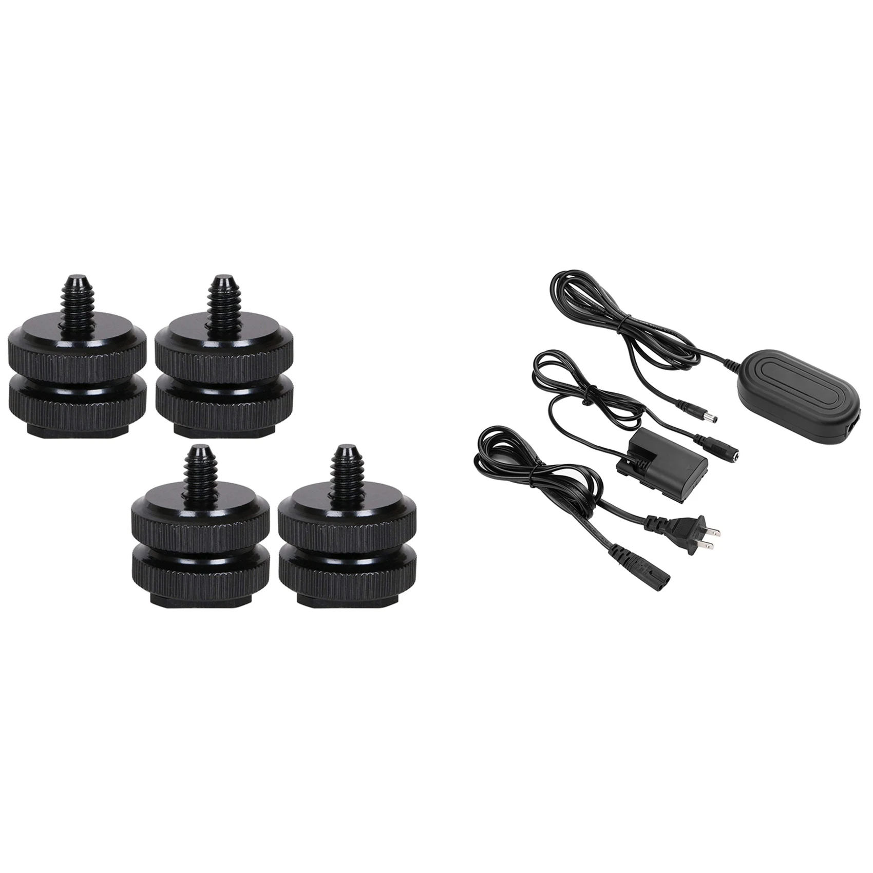 

4 Pcs Camera Hot Shoe Mount To 1/4Inch-20 Tripod Screw Adapter & 1 Pcs DC Coupler Dummy Battery Adapter Camera Charger
