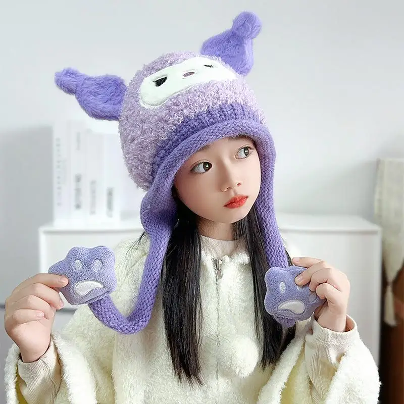 Детская шапка осенне-зимняя женская новинка 2024 детские вязаные шерстяные