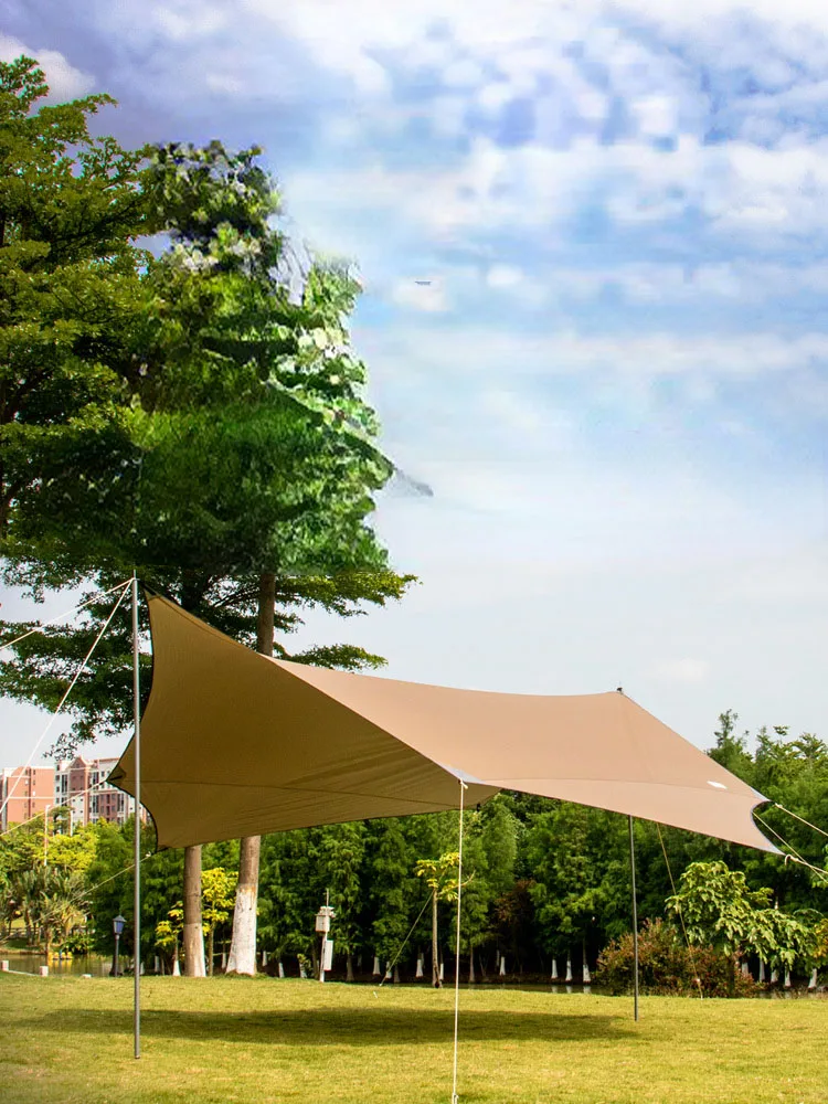 Maple Leaf Canopy Outdoor Camping Tent Oxford Silver Coated Rainproof Sunshade Pergola Portable Awning Large Space UV Protection