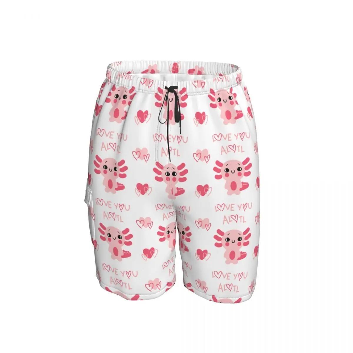 

Axolotl Sea Animal Beach Shorts Men Summer Casual Pink Swimwear Board Shorts Breathable Sports Surf Short Pants