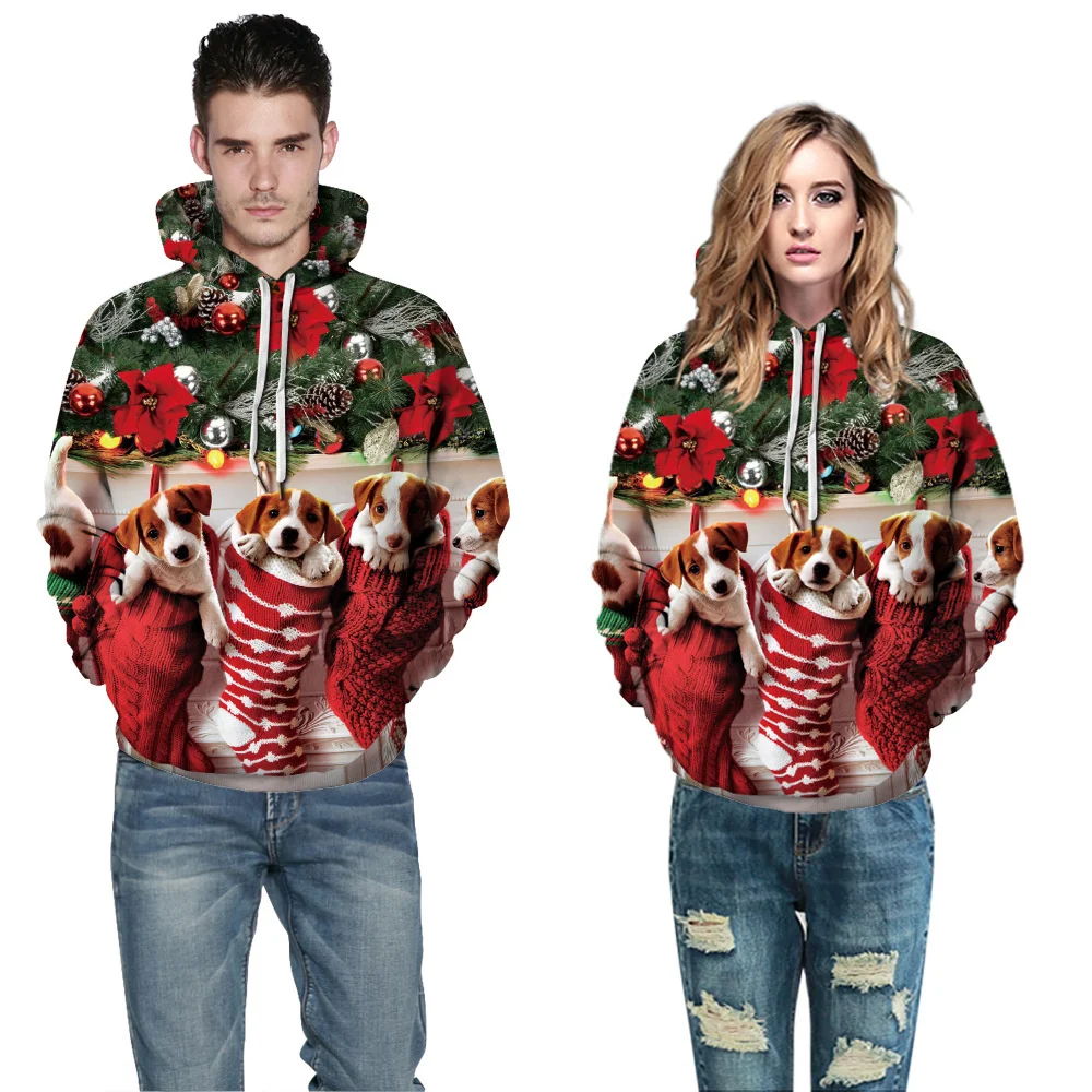 

Winter And 2022 Autumn Cartoon Printing Christmas Couple Autumn Baseball Clothing Fashion Street Tide Brand Hooded Sweater