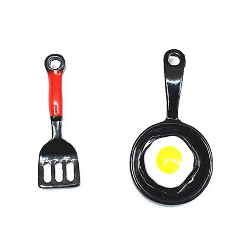 

1 Pair for Creative Asymmetric Frying Pan Omelette Fried Shovel Stud Earrings Mi