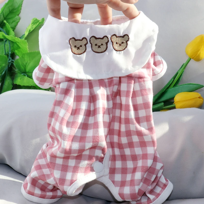 

Teddy Plaid Shirt Pet Four-legged Loungewear Schnauzer Puppy Soft Jumper Pet Accessories Clothes for Small Dogs