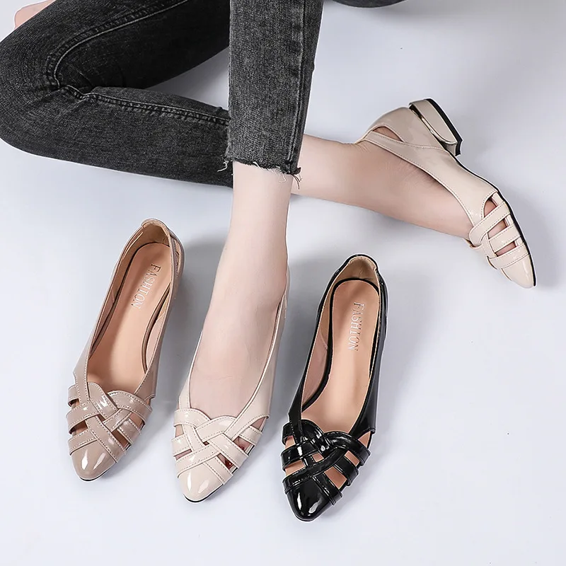 

Plus Size 35-42 Summer Shoes Women Flats Weave Slip on Flat Shoes Cut outs Boat Shoes Ladies Pointed Toe Low Heels Loafers