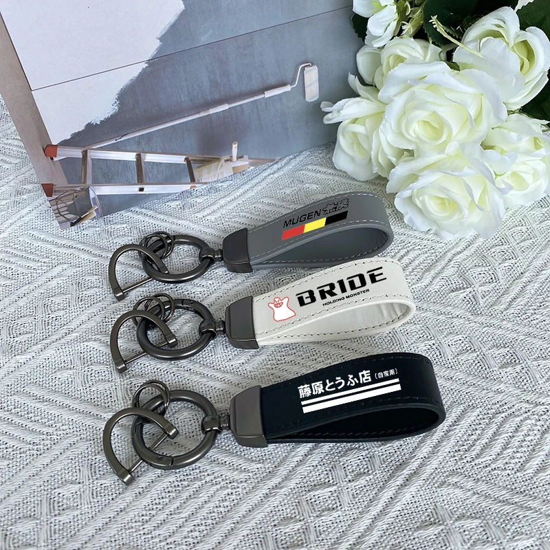 

JDM Racing Keychain Car Style Wrist Key Chain Key Rings Key FOR bmw honda Fujiwara Tofu Shop Initial D Toyota car Accessories
