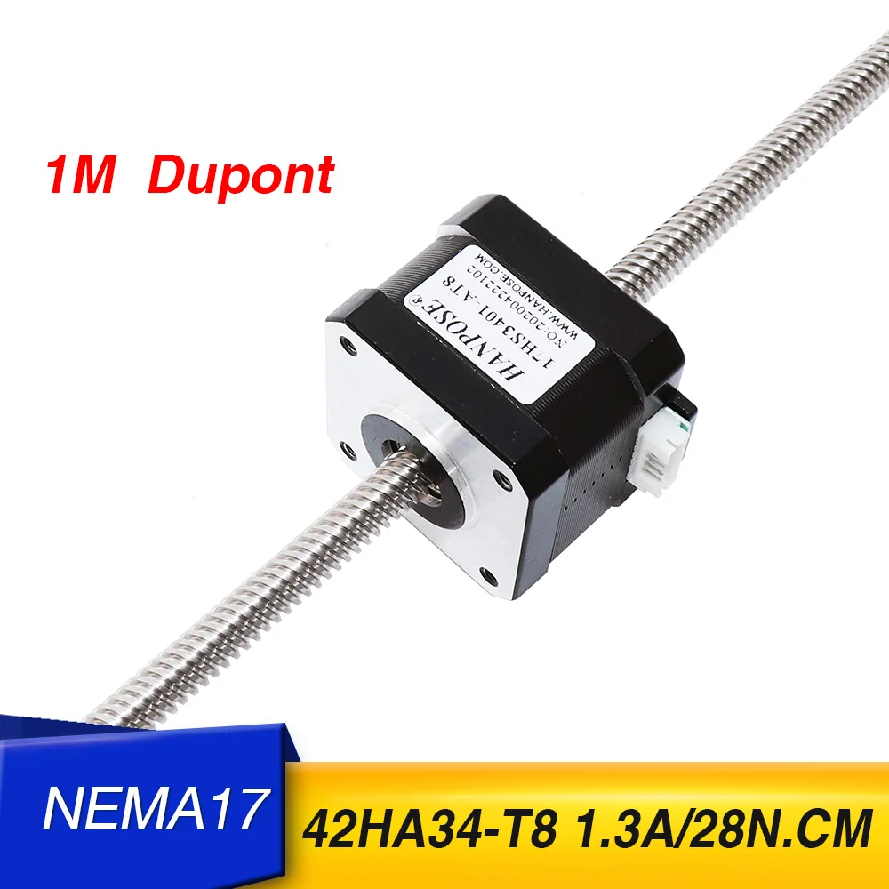 

NEMA 17 Through screw stepper motor 42HA34-T8*8 100/200/300/400MM linear high torque stepper motor for 3D printer accessories