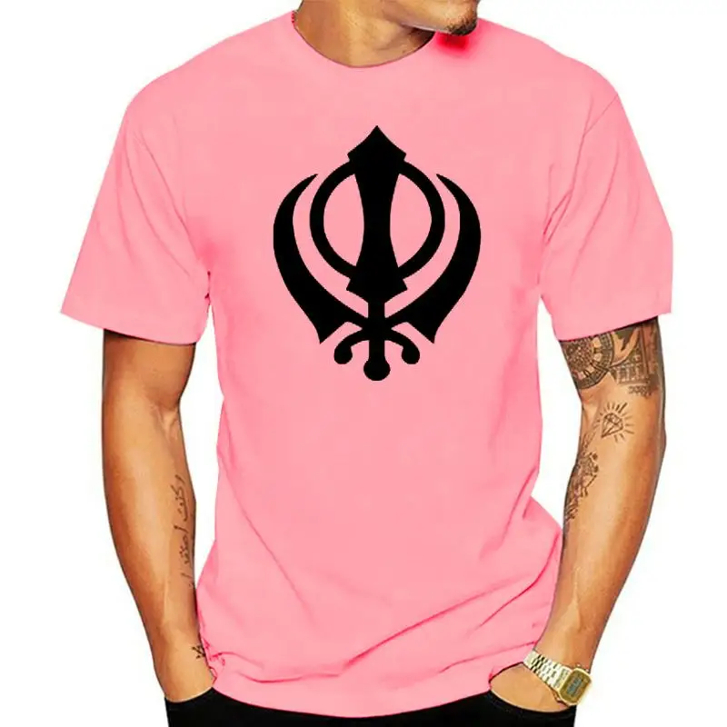 

Модная Новая мужская футболка KHANDA с символом, сикх, Вера, эмблема панджаби, религия, сихизм, дешевая оптовая продажа футболок, 100% хлопок для м...
