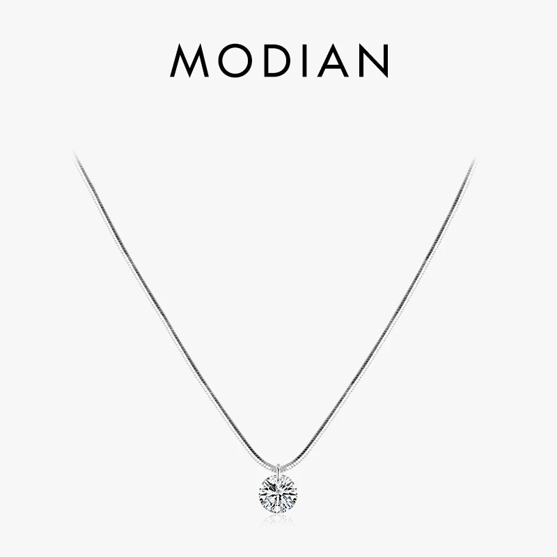 

High Quanlity 925 Sterling Silver AAA Zircon Round Single Diamond Short Necklace for Women Fashion Choker Crystal Fine Jewelry