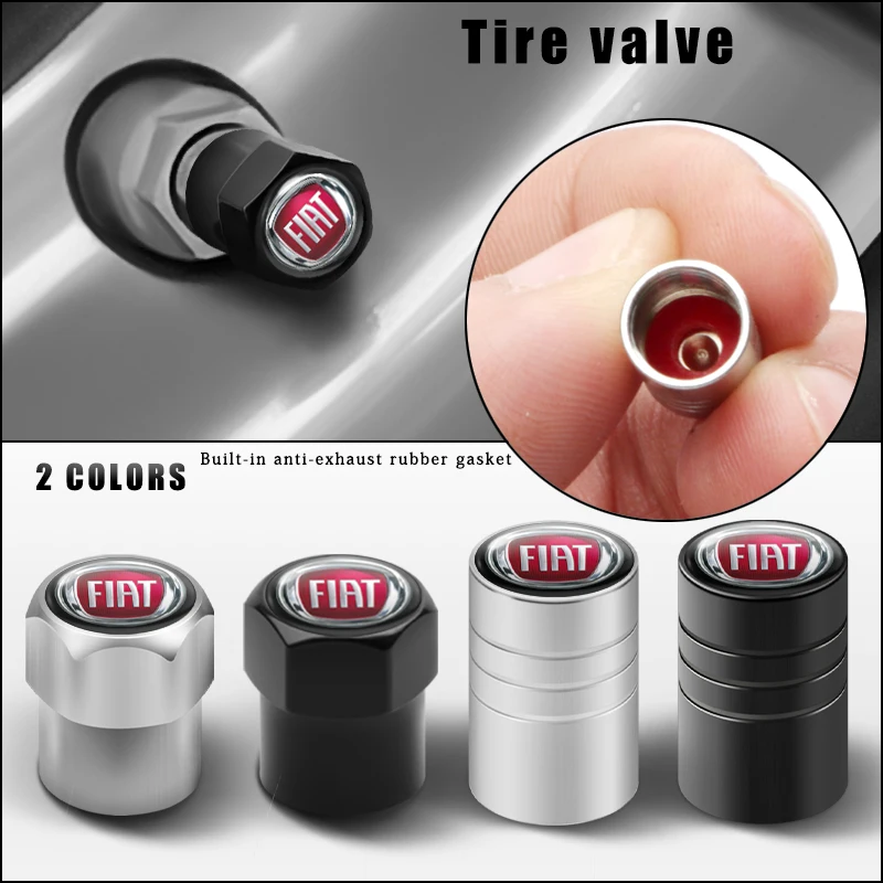 

4Pcs Car-Styling Metal Alloy Wheel Tire Valve Caps Stem Cover Badge for Fiat Panda Bravo Punto Croma 500 595 Tipo Accessories