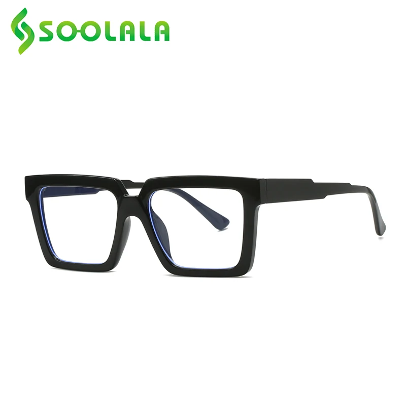 

SOOLALA Big Square Anti Blue Light Men Reading Glasses Women 2023 Computer Frame Leesbril Mannen +0.5 to 4.0 Magnifying Eyewear