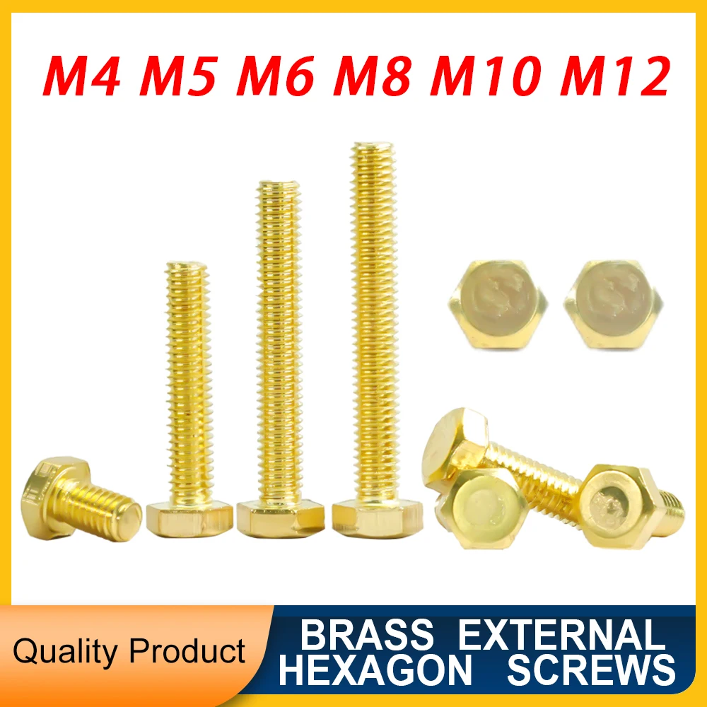 Болт шестигранный латунный с плоской головкой для мебели и бытовой техники