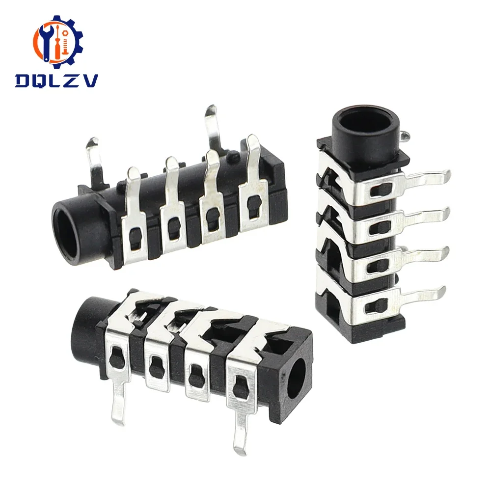 

Женский Разъем для телефона 3,5 мм, 6 контактов, 4 проводника, стерео аудиоразъем через отверстие, прямоугольный 4-полюсный аудиоразъем