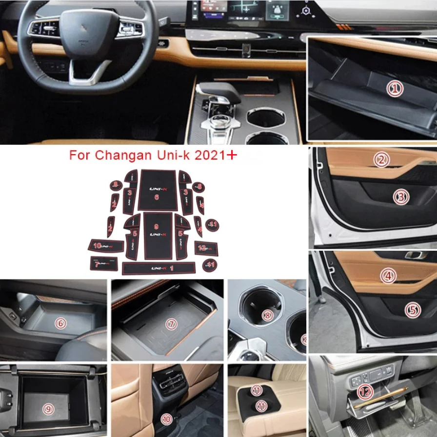 

For Changan Uni-k Unik 2021 2022 Door Slot Pad Decoration Car Interior Non-Slip Mat Accessories Inner Cup Holder Cover Parts