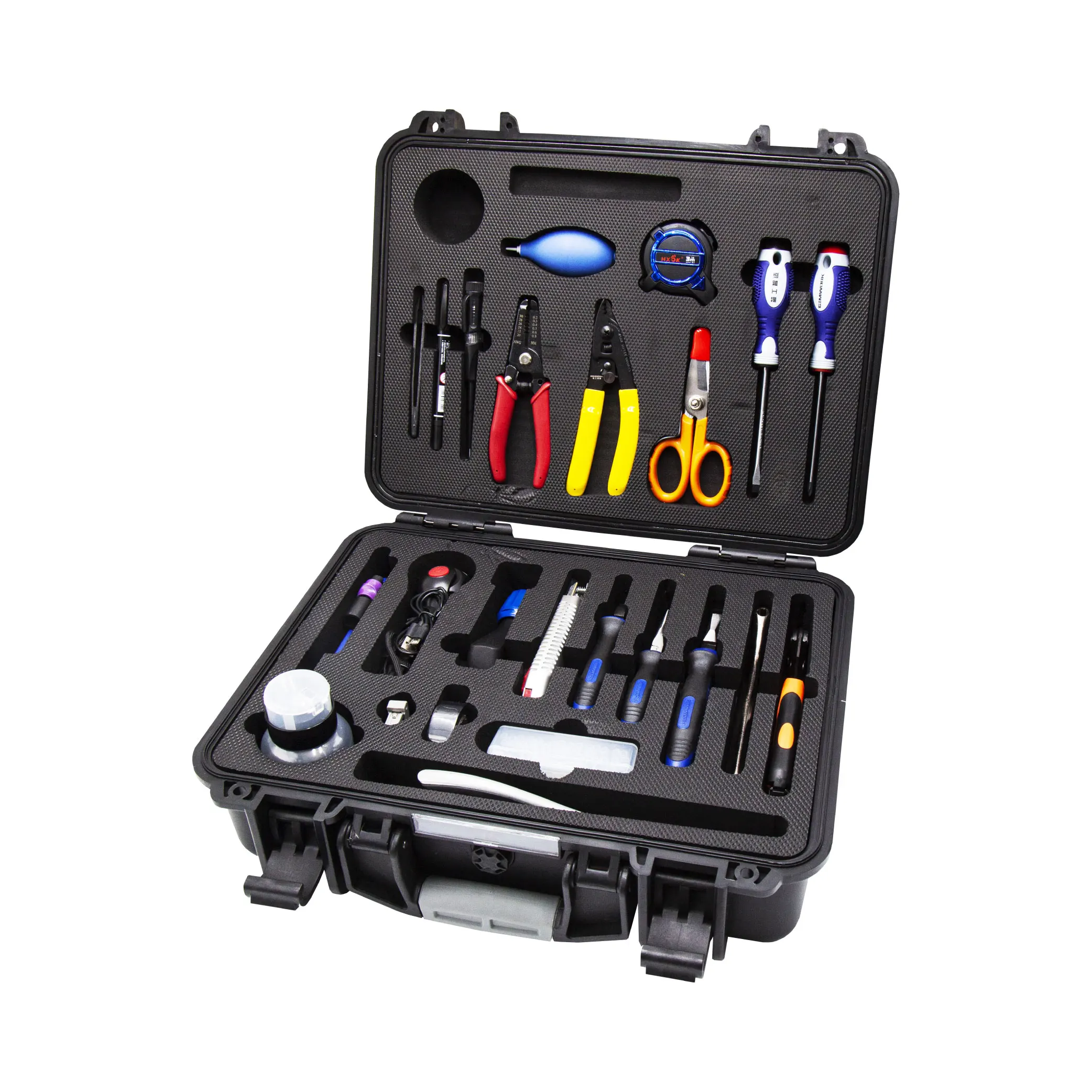 

FTTH Fiber Optic splicing Network Clean Cleaver Cutting set Fusion Splicer Tool Box Kit