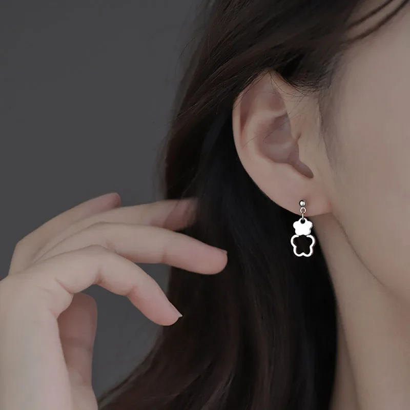 

Милые простые серебряные ажурные серьги с подвесками в виде цветов для женщин, милые модные серьги в форме сердца, Свадебная и вечерняя бижу...