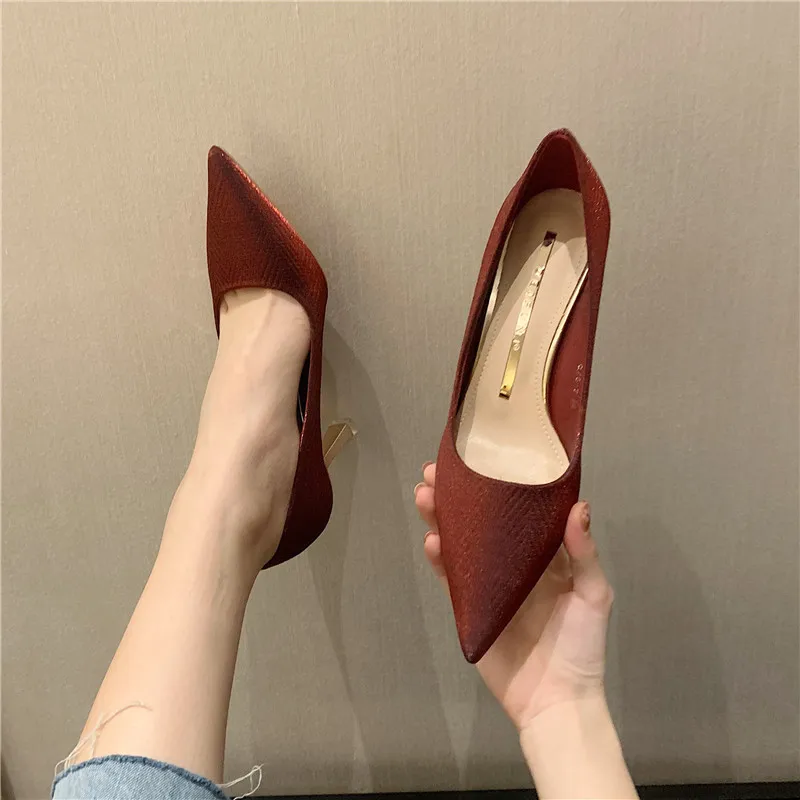 

Single Shoes Fairy High Heel Shoes Spring and Autumn New Style Pointed Thin Heel Bridal Wedding Shoes Sandals high heels women