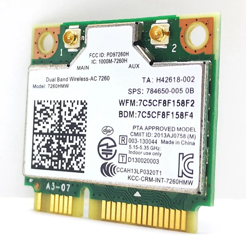 Беспроводная Двухдиапазонная мини-карта AC7260 7260HMW 7260AC 867 Мбит/с PCI-E 802.11Ac 2 X2 Wifi Bluetooth4