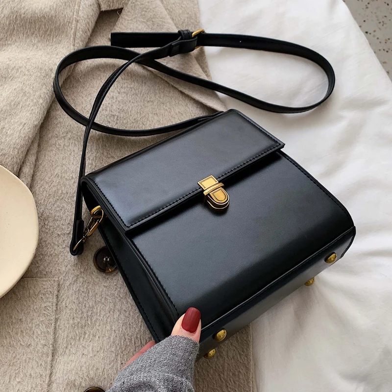 

Pure Color Women's Shoulder Bag 2023 Autumn New Vintage Lux Mini Square Bag Ladies Designer Crossbody Purses Texture Bolsa Femme