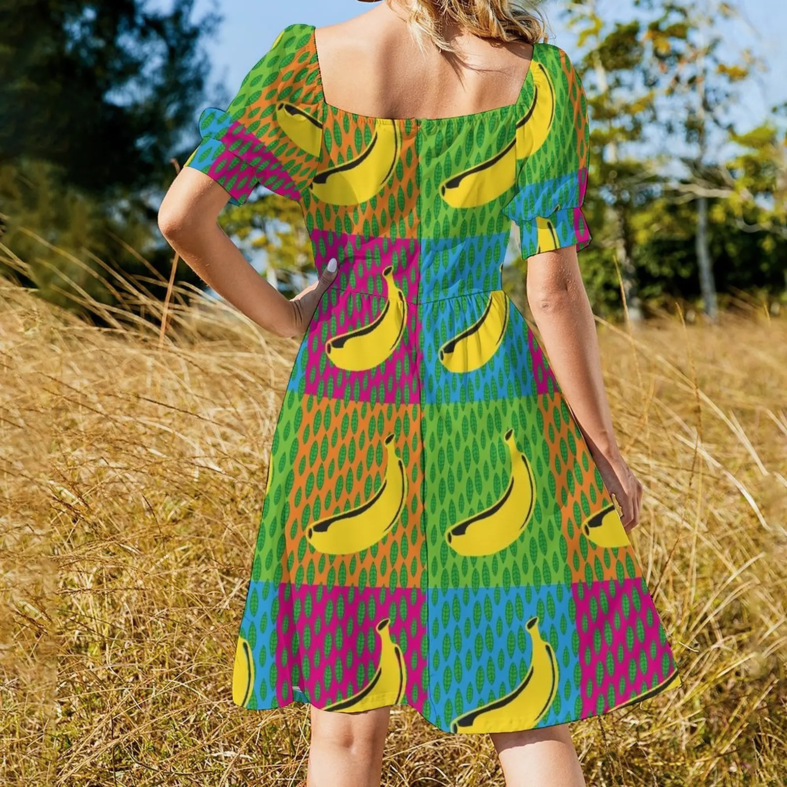 Банановое платье с короткими рукавами элегантное вечернее для женщин одежда 2025