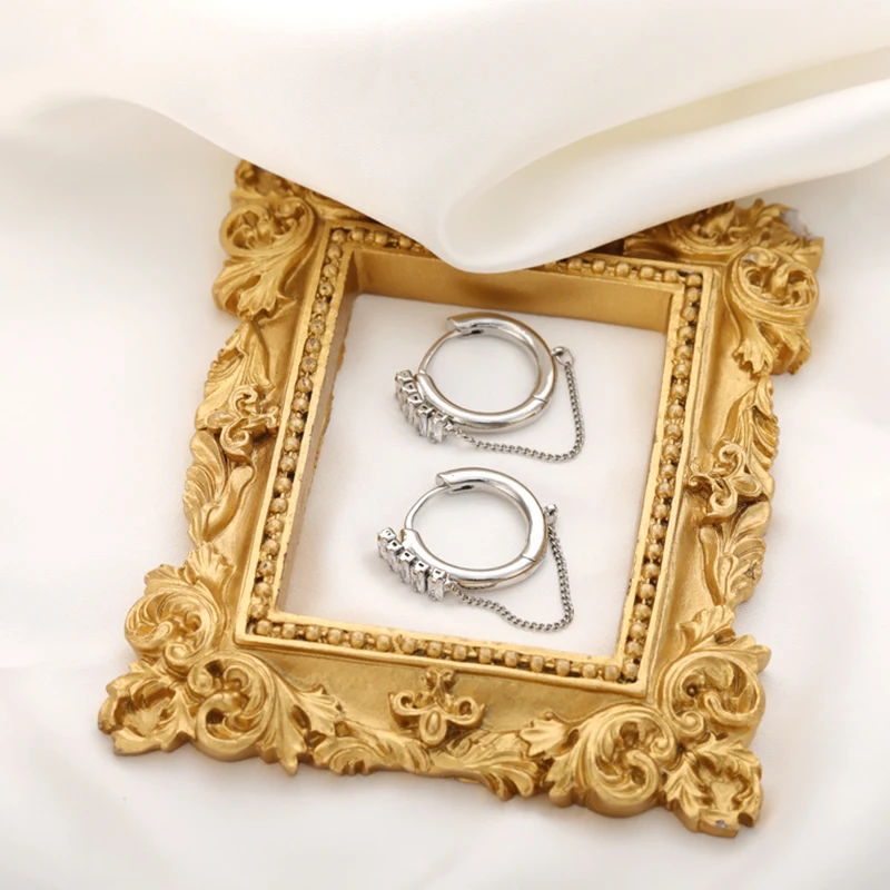 

New Korean Women Earrings for Luxury Wedding Zircon Hoop Earrings Girl's Daily Wear Fashion Jewelry