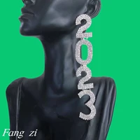 new fashion womens shiny crystal handmade 2023 pendant exaggerated earrings luxury rhinestone digital pendant earrings jewelry