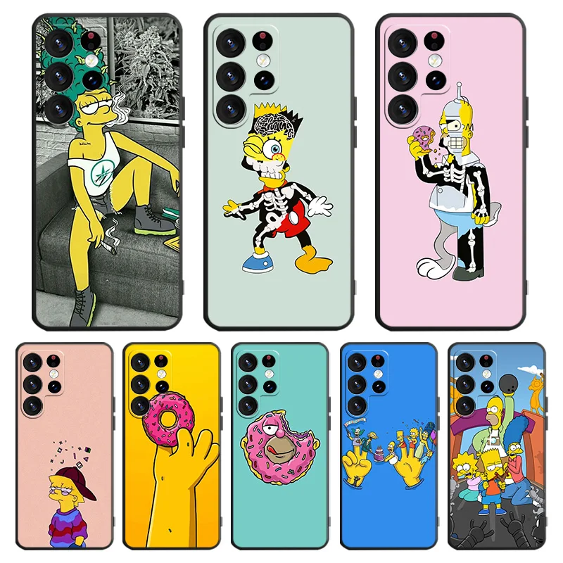 

The Simpsons Phone Case For Samsung Galaxy S23 S22 S21 S20 FE Ultra S10e S10 S9 S8 Plus Lite Black Cover