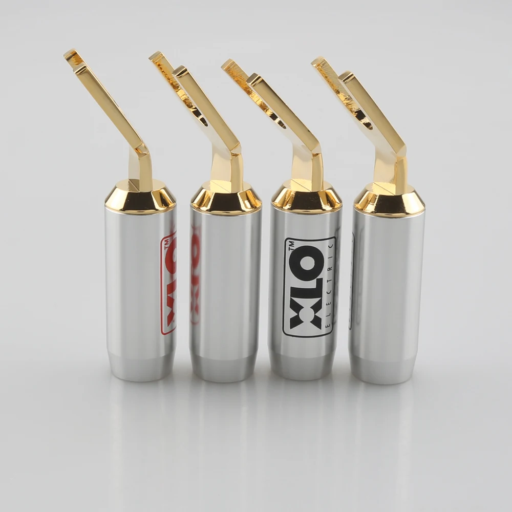 4Pcs XLO Electric HT PRO Spade Connector 9mm Brass Gold Plated Y Plug DIY Hifi Speaker Cable Fork Connector Plug