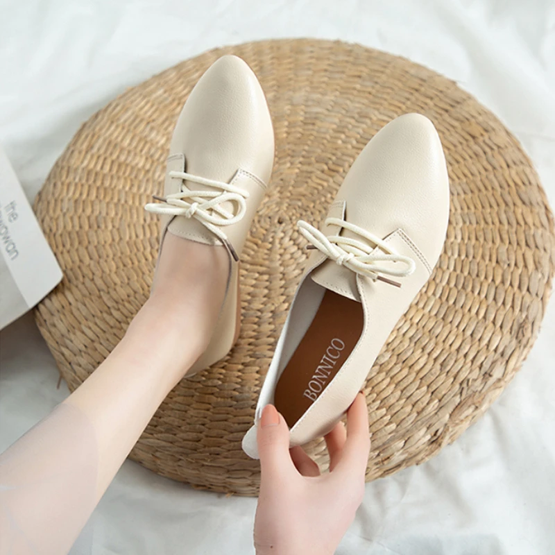

2022 New Women Flats Shoes Women Leather Flats Ladies Shoes Elegant Office Ladies Shoes Slip on Ballet Flat Loafers Flats Shoes