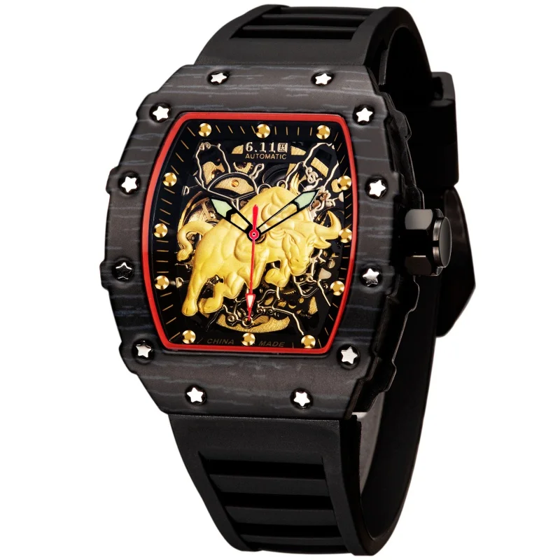 

Silicone Band Ransparen Boo Auoaic Echanical Ach En's Barrel-Shaped Fashion
