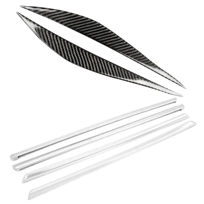 

Carbon Fiber Headlight Eyelids Trim With Car Styling Door Panel Decoration Stickers Trim Doorknob Covers