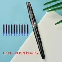 1 pen10 ink luxury metal fountain pen calligraphy ink pen 0 38mm 0 6 0 7mm nib school supplies stationery pens