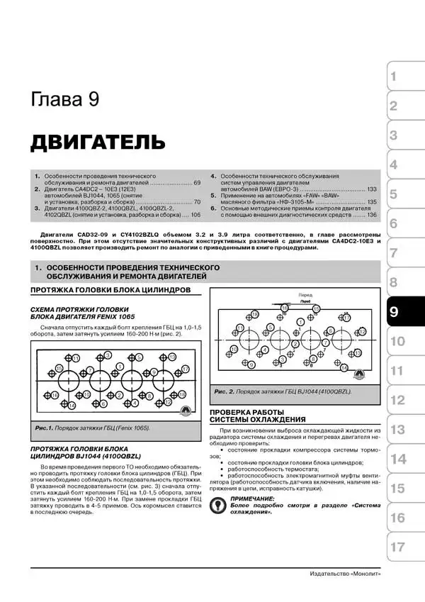 Момент затяжки гбц faw