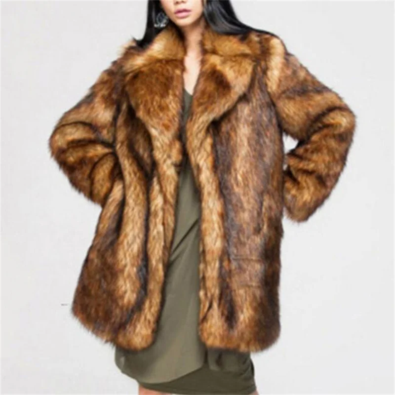 Long sleeve brown faux mink leather jacket womens winter thicken warm fur leather coat women jackets jaqueta de couro B68