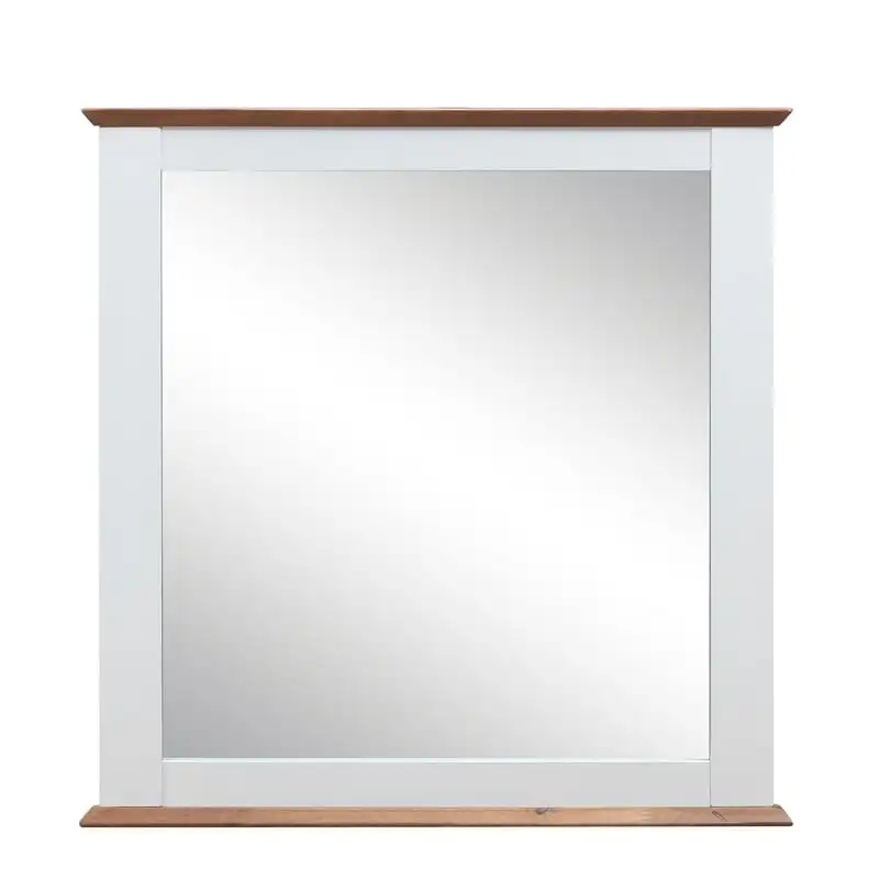 

Rectangular Wooden Frame Mirror in White & Oak