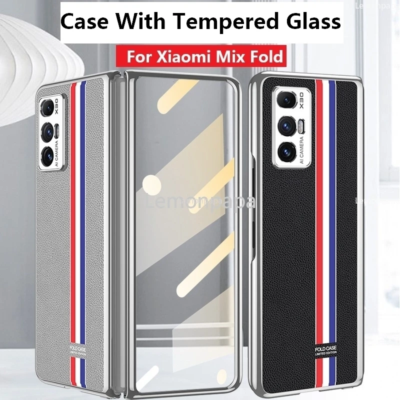 

Роскошный чехол из закаленного стекла для Xiaomi Mix, складной чехол, полноразмерное Переднее стекло, противоударный кожаный чехол для Mi Mix Fold