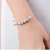new arrival lady silver 925 sterling bracelets for women jewelry fashion crystal ball shiny bracelets accessories for girls gift