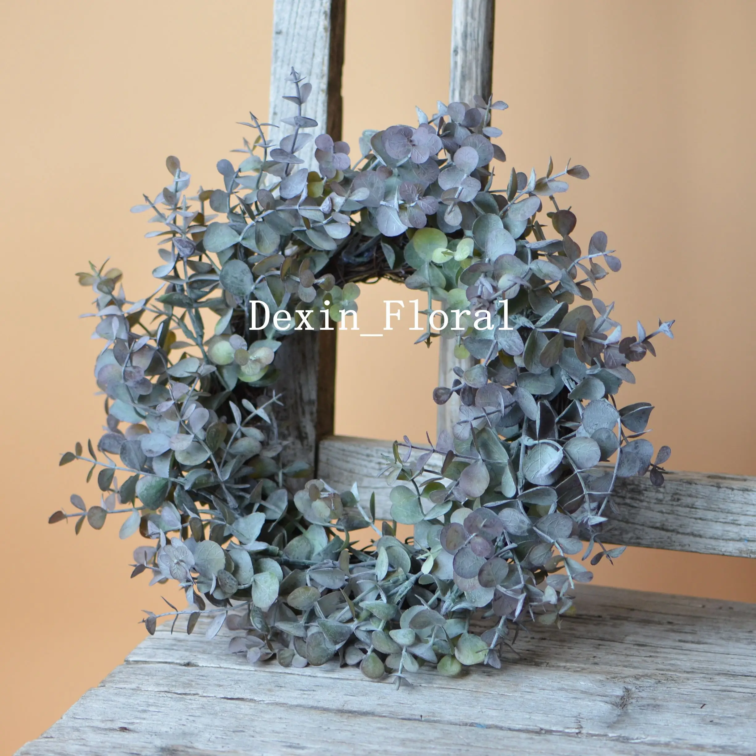 

Серый фиолетовый матовый венок эвкалипта, венок с свечами, Свадебный венок, венок для мини-фермерского дома, искусственный эвкалипт