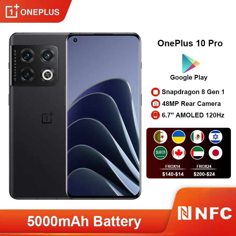 OnePlus 10pro 10 Pro 5G Smartphone Snapdragon 8 Gen 1 Mobile Phone 80W Charging 6.7'' 2K Screen NFC Cellphone