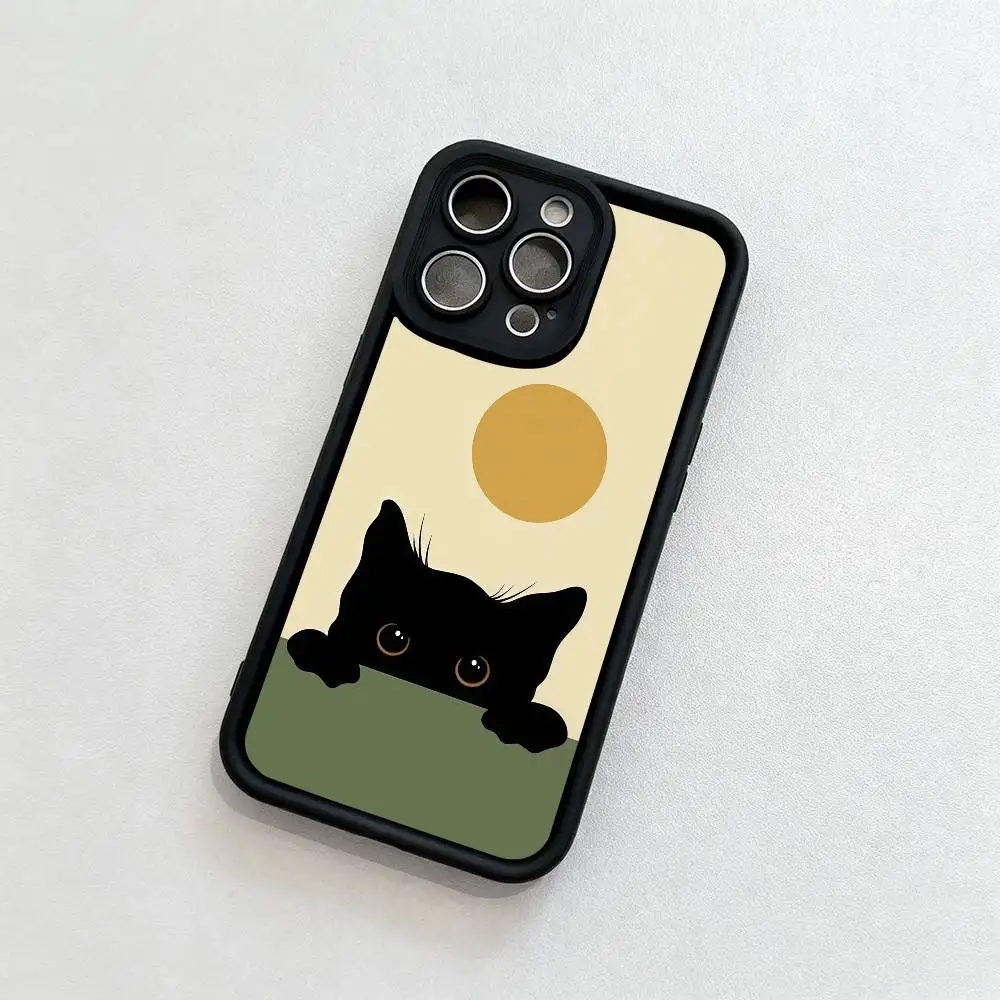 Фото Чехол для телефона Black Cat Outcrop Черный матовый чехол для iPhone 16, 15, 14, 13, 12, 11 Pro Max, чехлы на заднюю крышку №2