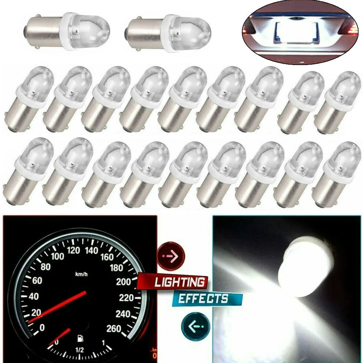 

20Pcs White BA9S 8000K Instrument Dash LED Light Bulbs 1815 1816 182 Car Accessories High-quality Instrument Lights