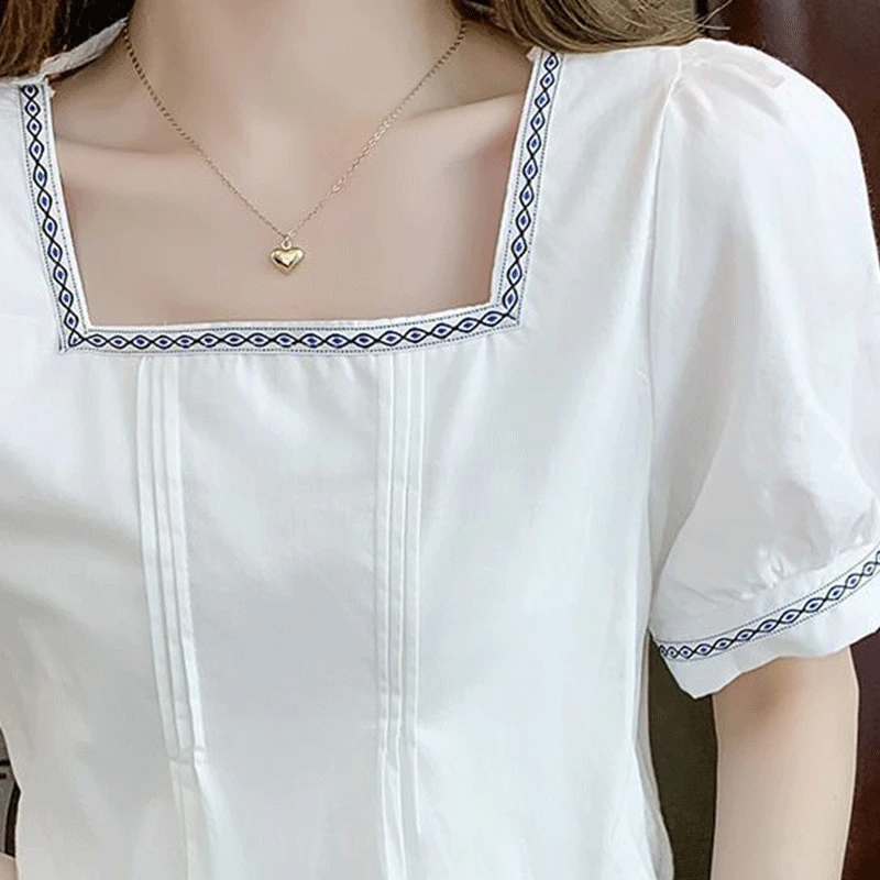 Женская рубашка с коротким рукавом Повседневная Свободная Однотонная во