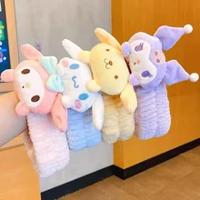 귀여운 쿠로미 시나모롤 마이 멜로디 머리띠, 산리오 애니메이션 귀여운 봉제 활 메이크업 워시 헤어 링, 소녀용 헤어 액세서리 선물