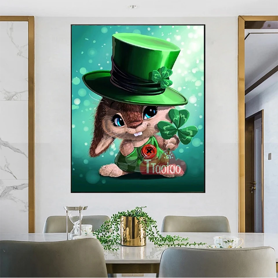 

5D Cartoon Animal Diamond Painting Full Square Round Rhinestone Mosaic Topper Rabbit Picture Diy Home Decor Cross Stitch Kit