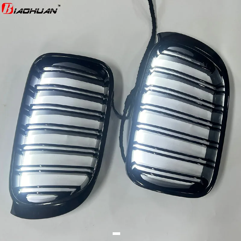 Фото Для BMW F01 F02 F10 F07 F20 F25 F22 F23 F30 F35 F34 F36 F80 F82 F87 F15 E70 E60E90С светодиодными фонарями Автомобильный передний бампер Решетка почек №5